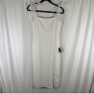 New Lulu's Midi Dress Women's Medium White Zip Back Sleeveless Tie Straps